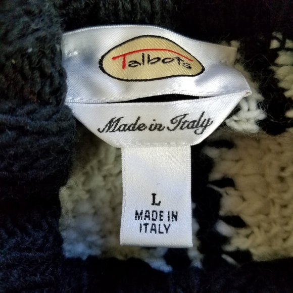 Talbots Black & White T-neck Sweater - Picture 7 of 9